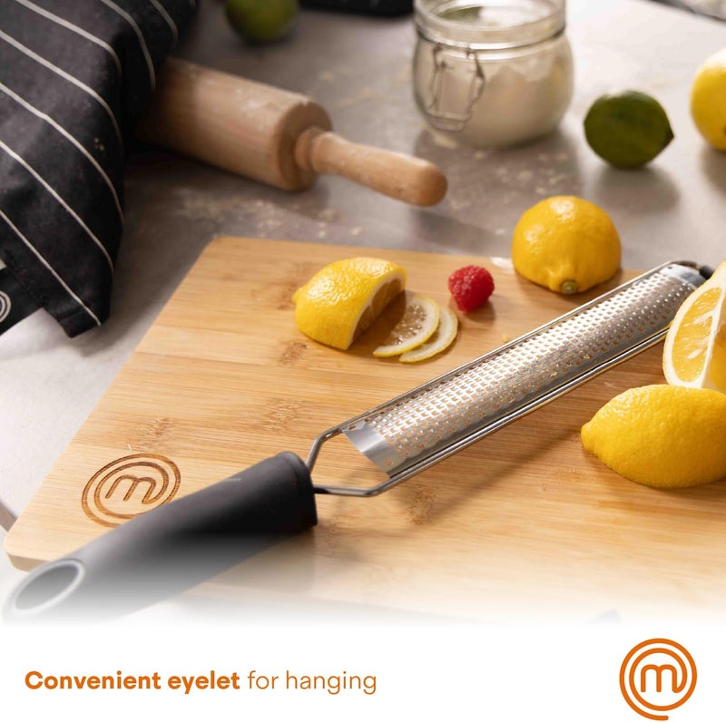 Master Chef Zester Grater with Handle, Kitchen Tool for Zesting Citrus Fruits & Finely Grating Parmesan Cheese, Garlic, Ginger, Coconut, Nutmeg, Wasabi, Chocolate etc, Stainless Steel - Image 5