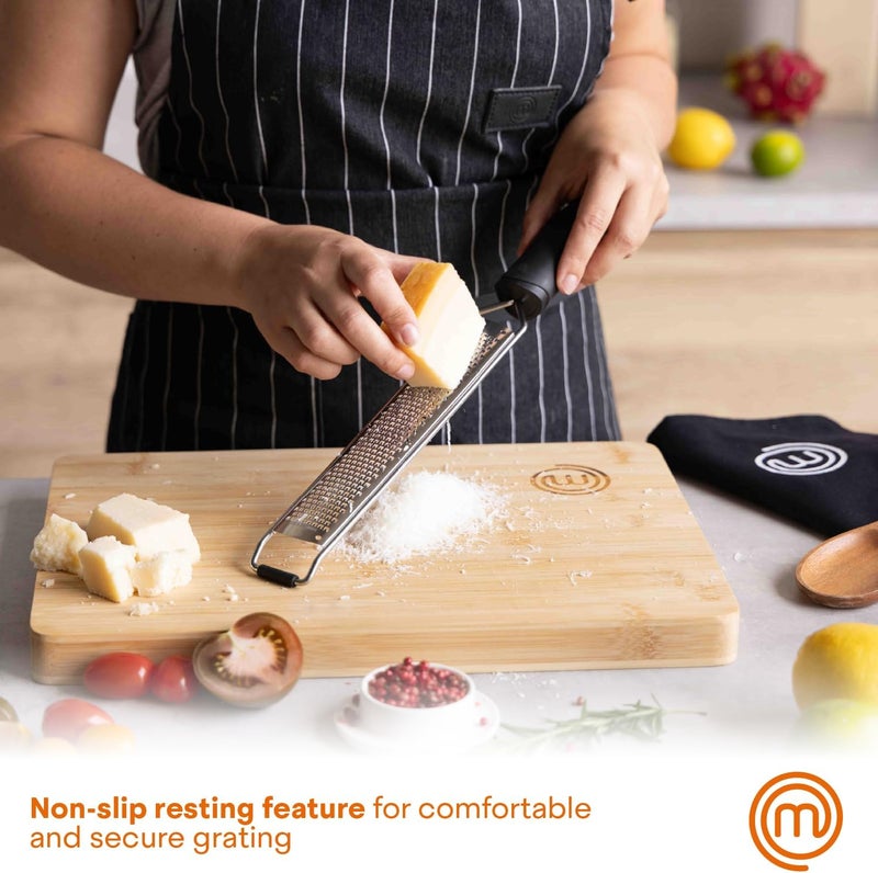 Master Chef Zester Grater with Handle, Kitchen Tool for Zesting Citrus Fruits & Finely Grating Parmesan Cheese, Garlic, Ginger, Coconut, Nutmeg, Wasabi, Chocolate etc, Stainless Steel - Image 3