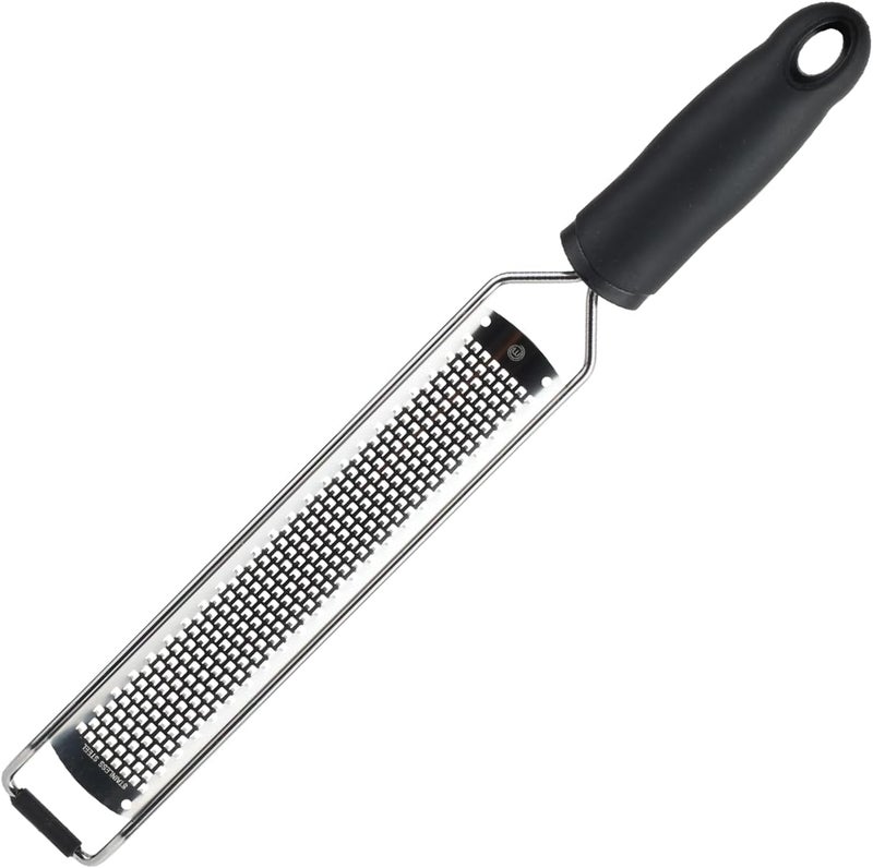 Master Chef Zester Grater with Handle, Kitchen Tool for Zesting Citrus Fruits & Finely Grating Parmesan Cheese, Garlic, Ginger, Coconut, Nutmeg, Wasabi, Chocolate etc, Stainless Steel - Image 1