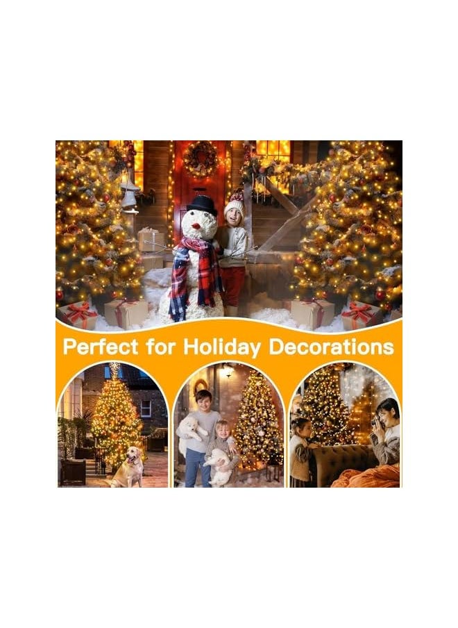 The Bros Christmas Tree Decorations Lights,1.5 Meter 200 LEDs Christmas Fairy Lights Waterproof USB Powered Xmas Tree String Lights Tree Waterfall String Lights with Remote for Party Yard Decor-Warm  - Image 5