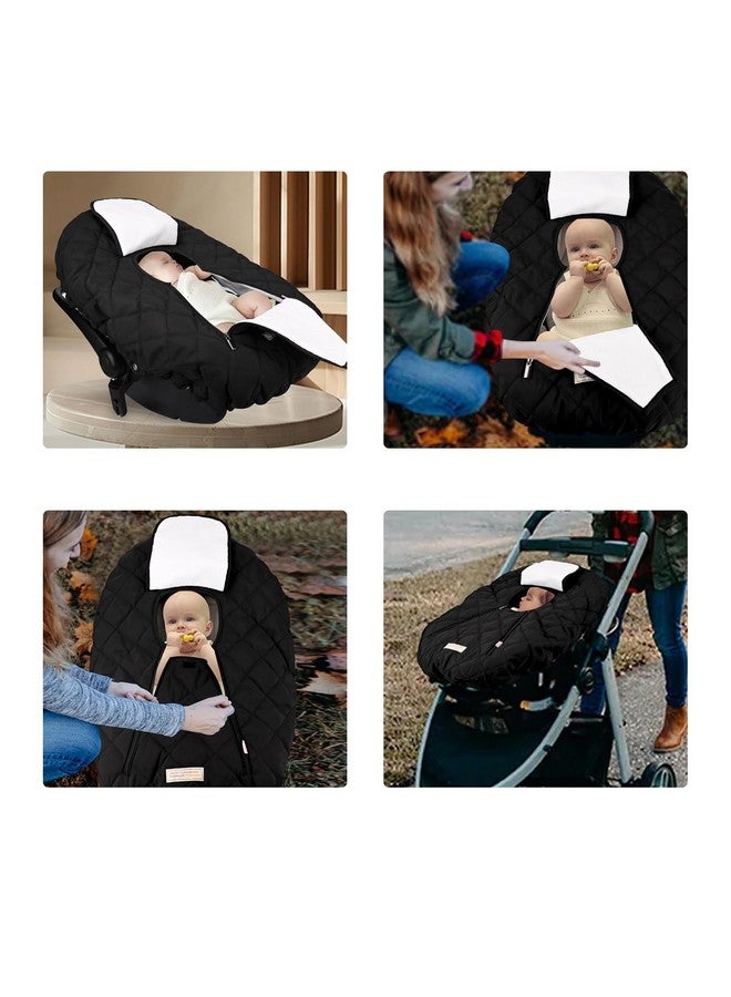 Bebamour Car Seat Cover for Babies Winter - Baby Car Seat Covers Universal Cold Weather Shield,Warm and Cozy Carseat Covers (Black) - Image 3