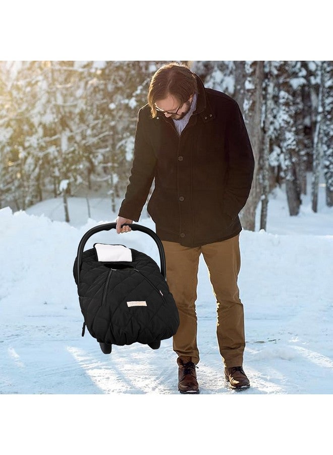 Bebamour Car Seat Cover for Babies Winter - Baby Car Seat Covers Universal Cold Weather Shield,Warm and Cozy Carseat Covers (Black) - Image 2