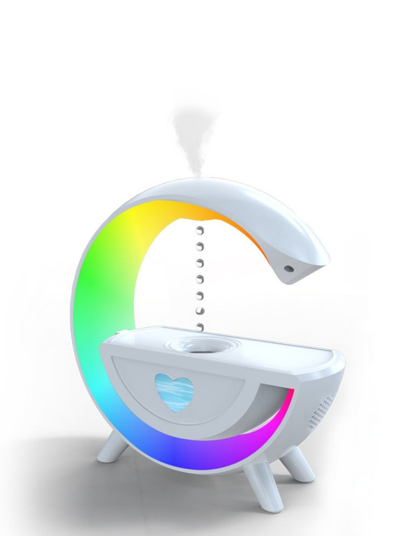 بيوتيفول مرطب هواء + مكبر صوت بلوتوث، إضاءة ملونة، بخاخ مضاد للجاذبية بتأثير قطرات الماء، مناسب لغرفة النوم، غرفة الرياضات الإلكترونية، بخاخ منزلي بتدفق عكسي على شكل قطرات ماء - Image 1