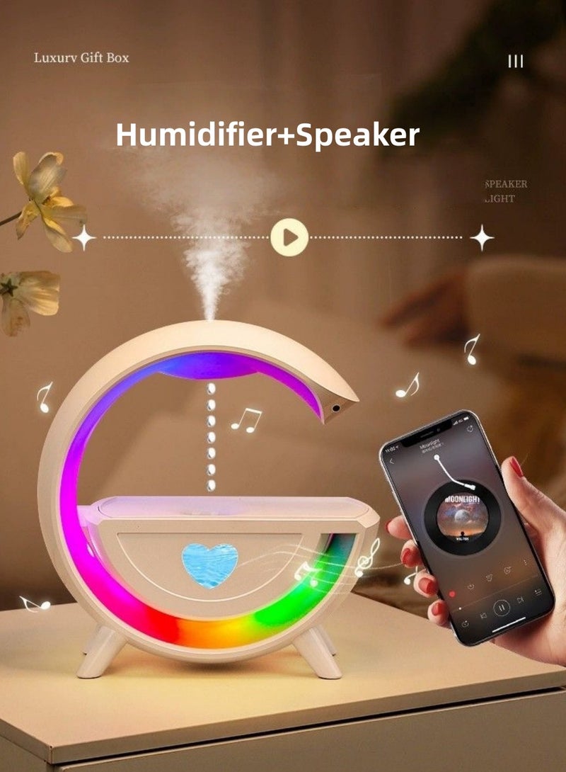 بيوتيفول مرطب هواء + مكبر صوت بلوتوث، إضاءة ملونة، بخاخ مضاد للجاذبية بتأثير قطرات الماء، مناسب لغرفة النوم، غرفة الرياضات الإلكترونية، بخاخ منزلي بتدفق عكسي على شكل قطرات ماء - Image 2