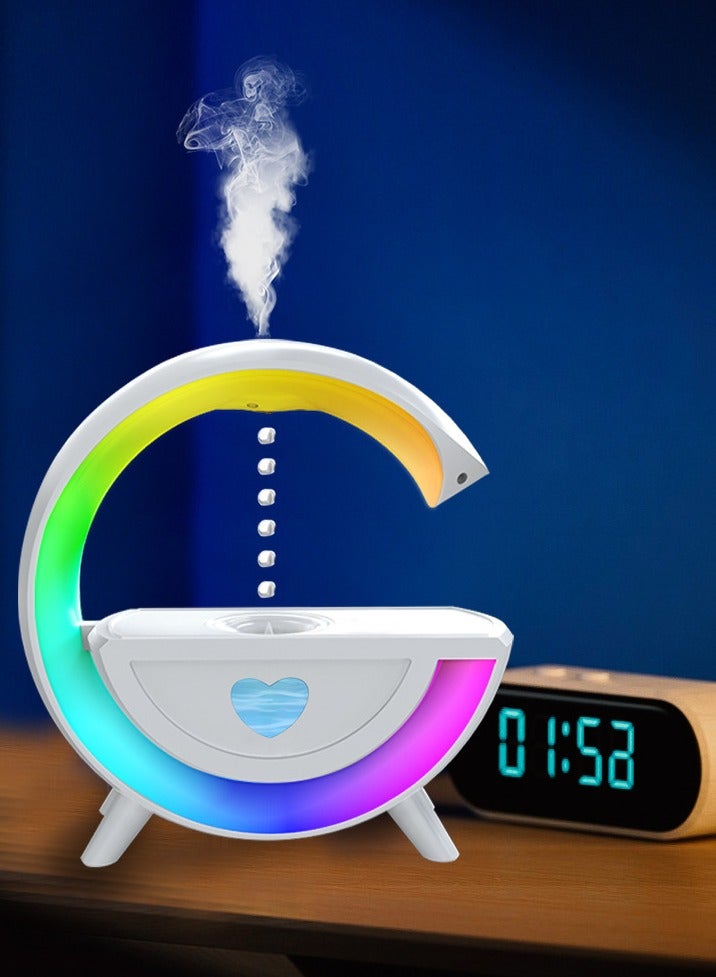 بيوتيفول مرطب هواء + مكبر صوت بلوتوث، إضاءة ملونة، بخاخ مضاد للجاذبية بتأثير قطرات الماء، مناسب لغرفة النوم، غرفة الرياضات الإلكترونية، بخاخ منزلي بتدفق عكسي على شكل قطرات ماء - Image 5
