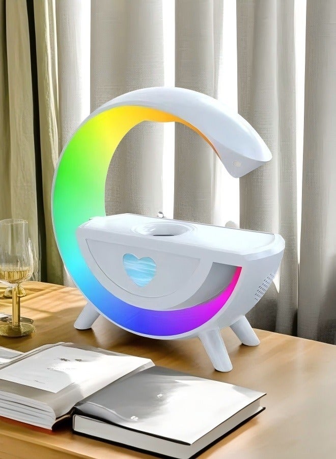 بيوتيفول مرطب هواء + مكبر صوت بلوتوث، إضاءة ملونة، بخاخ مضاد للجاذبية بتأثير قطرات الماء، مناسب لغرفة النوم، غرفة الرياضات الإلكترونية، بخاخ منزلي بتدفق عكسي على شكل قطرات ماء - Image 4