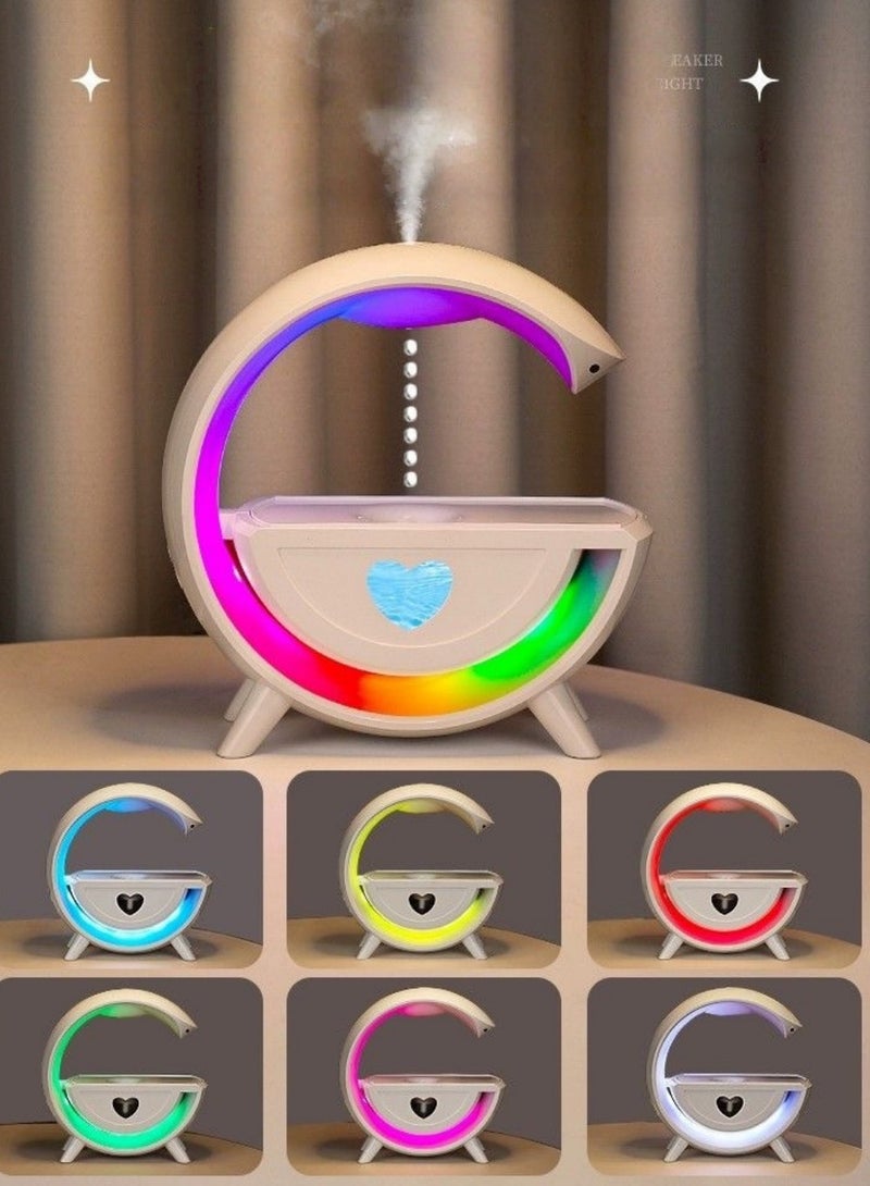 بيوتيفول مرطب هواء + مكبر صوت بلوتوث، إضاءة ملونة، بخاخ مضاد للجاذبية بتأثير قطرات الماء، مناسب لغرفة النوم، غرفة الرياضات الإلكترونية، بخاخ منزلي بتدفق عكسي على شكل قطرات ماء - Image 3