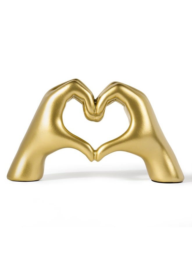 Heart Hands Sculpture - Gold Decor Living Room Accent Home - Heart Shaped Table Statue - Small Shelf Decor Aesthetic - Teen Girls Bedroom Knick Knacks -Cute Love Decorations Gifts Girlfriend Women - Image 1