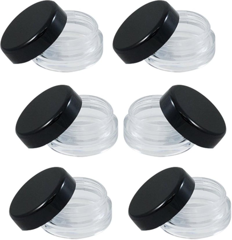 3 Gram 3 ML Jar BPA Free Cosmetic Sample Empty Plastic Container Round Pot with Black Screw Cap Lid Small Tiny 3g Bottle for Make Up Eye Shadow Nails Powder Paint Jewelry (50PCS)