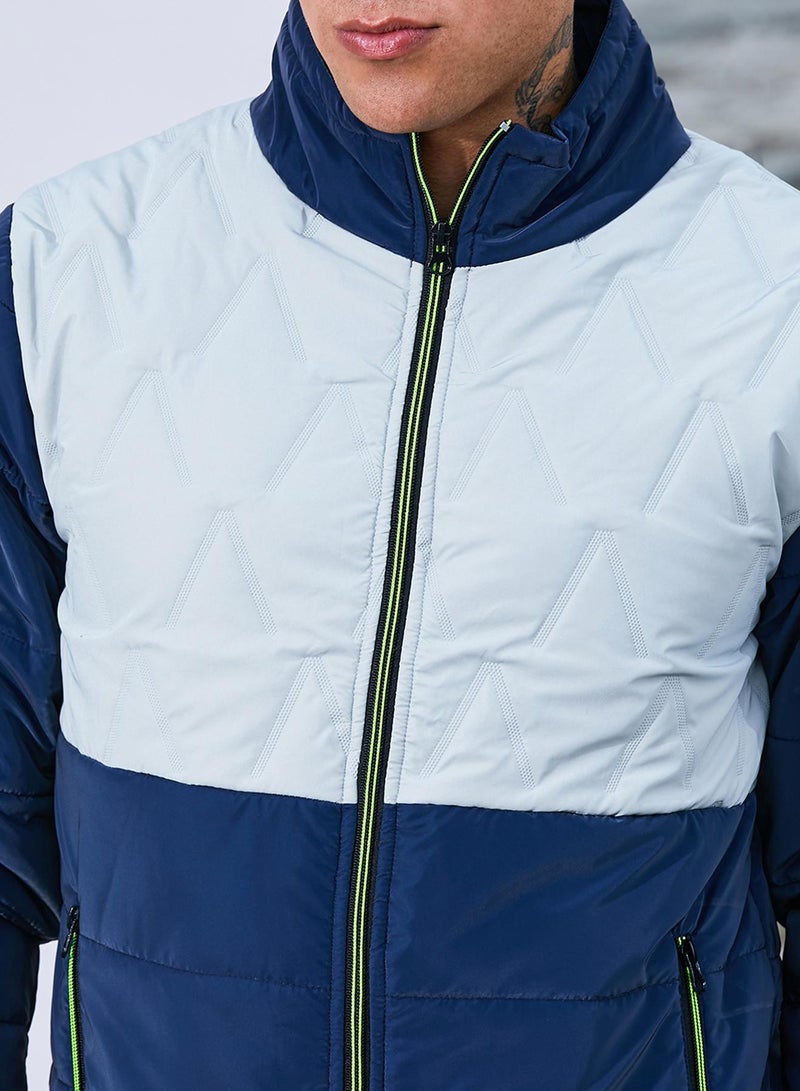 Men's Navy Blue & Moon Grey Parachute Puffer Jacket