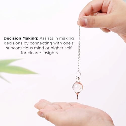 9Dzine Certified Clear Quartz Ball Pendulum | Natural Crystal Dowsing Pendulum for Reiki, Meditation, Chakra Balancing & Energy Healing - Includes Authenticity Certificate - Image 3