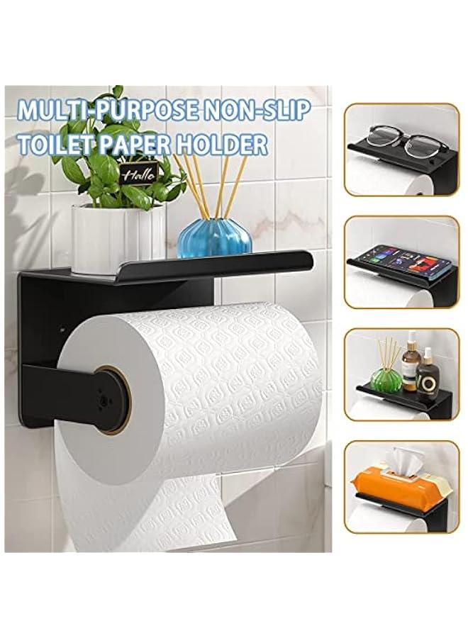 بي دبليو اس جاي حامل ورق تواليت مع رف وخطافي م الميكاكوز، حامل ورق تواليت قال للتشغيل يد ة مع تأثير تخميد، حامل ماديل اسود لولي مع رف للجوال، للحمام - Image 5