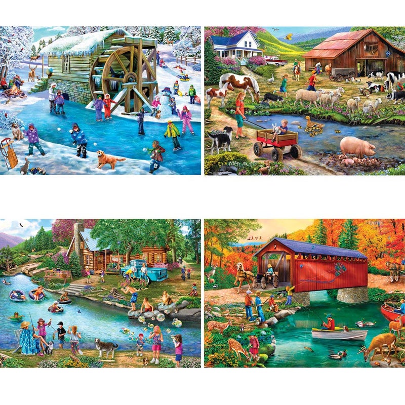 Bits and Pieces – 4-in-1 Multi-Pack 1000 Piece Jigsaw Puzzles for Adults – River Escapades Jigsaw Puzzle Set Bundle by Artist Mary Thompson, Completed Puzzle Size: 20" x 27" - Image 2