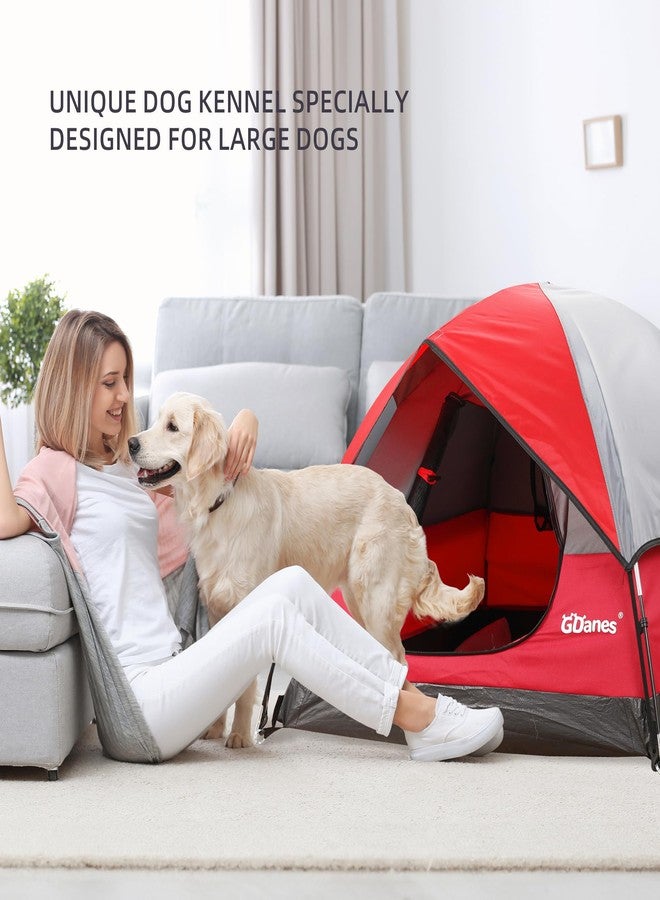 GDanes Red Dog Tent, Portable Indoor/Outdoor Dog House, Dog Bed with Soft Mat - 39 X 39 X 31 Inches - Image 2