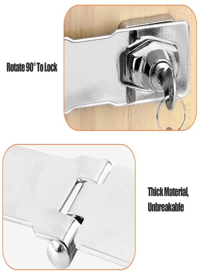 HOWDIA 3 Inch Keyed Door Lock Hasp Latch, Stainless Steel Heavy Duty Cabinet Locks with Keys, Fit for 90/180 Degree Install, Double Hinge Hasp for Cabinets, Barn Doors - Image 5