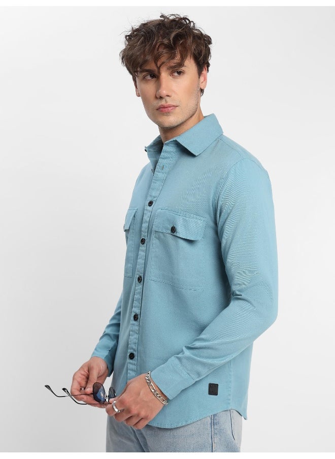 Beyoung Pale Turquoise Urban Shirt for Men  - Image 4