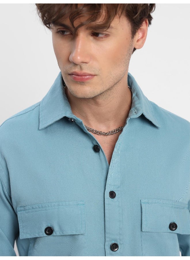Beyoung Pale Turquoise Urban Shirt for Men  - Image 5