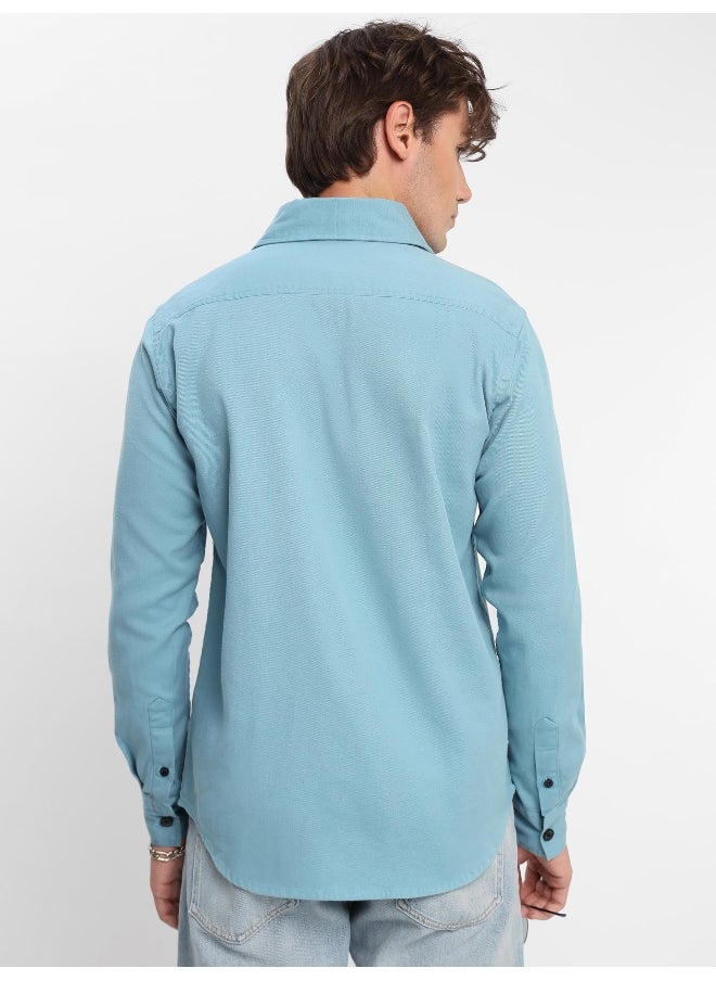 Beyoung Pale Turquoise Urban Shirt for Men  - Image 2