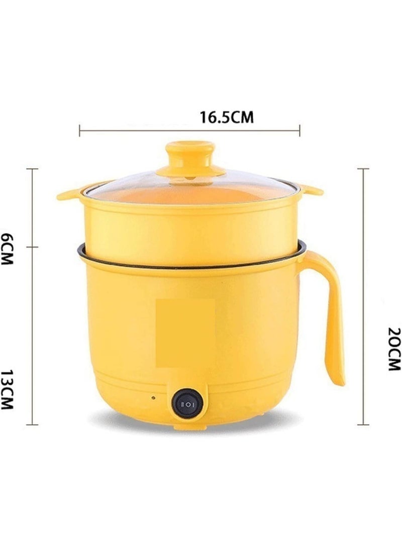 كيمايا قدر كهربائي متعدد الوظائف سعة 1.8 لتر مع مصفاة بخار لتحضير الشابو شابو، والقلي السريع، والنودلز، والأرز، والبيض، والمعكرونة، ومقلاة غير لاصقة للقلي السريع، وجهاز طهي رامين بتحكم مزدوج للطاقة، مثالي للسكن الجامعي والمنزل والمكتب. - Image 4