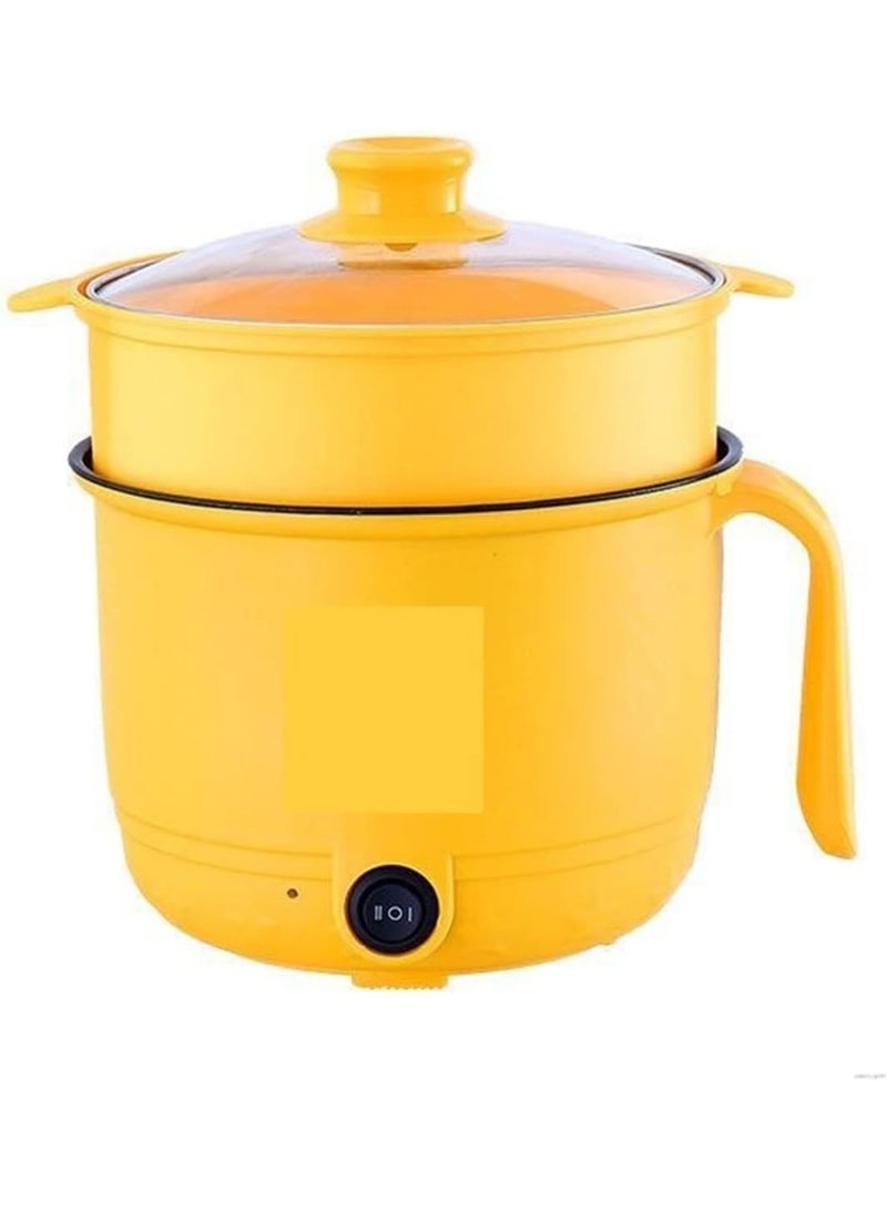 كيمايا قدر كهربائي متعدد الوظائف سعة 1.8 لتر مع مصفاة بخار لتحضير الشابو شابو، والقلي السريع، والنودلز، والأرز، والبيض، والمعكرونة، ومقلاة غير لاصقة للقلي السريع، وجهاز طهي رامين بتحكم مزدوج للطاقة، مثالي للسكن الجامعي والمنزل والمكتب. - Image 5