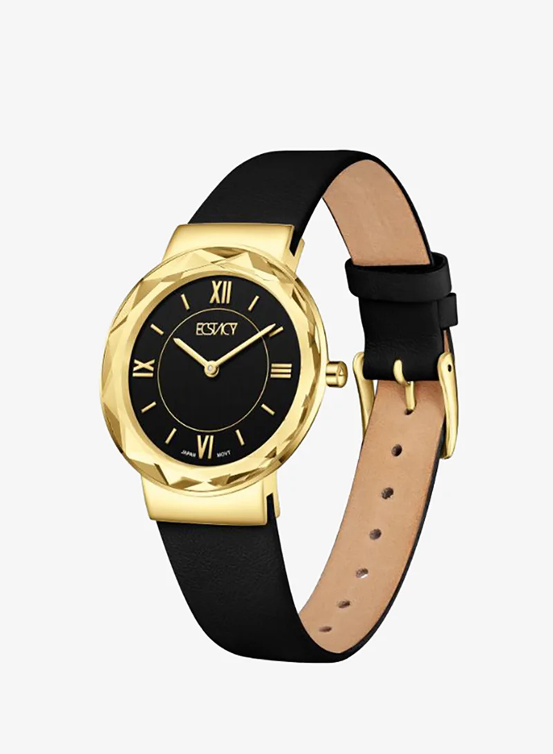 Ecstacy Women's Leather Analog Watch E25506-GLBB - 34.5mm mm