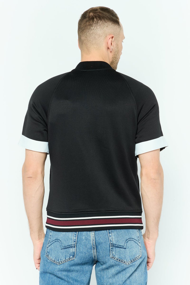 DIESEL كارديجان للرجال بأزرار مفتوحة وأكمام قصيرة بشعار العلامة التجارية، مجموعة سوداء - Image 4