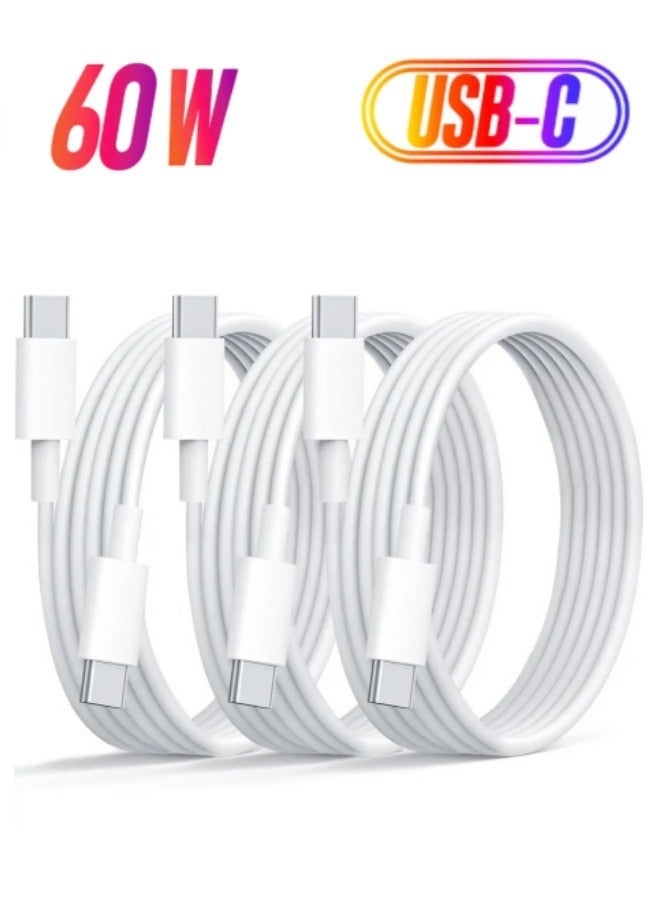 USB C to USB C Cable 60W [1M 3 Pack ], Type C Fast Charging Cable Compatible with iPhone 16/16 Pro Max/16 Plus/15/15 Pro Max, Samsung S24/S23+/S23 Ultra, Car Play, MacBook, iPad Pro, Pixel-White - Image 1