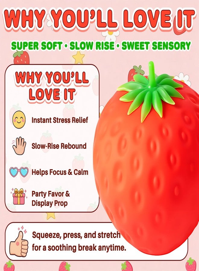 Dojavop Giant Strawberry Squishy Big Strawberry Squishies Fruit Stress Ball Toys Large Slow Rise Squeeze Huge Rebound Cute Rising Strawberries Model Simulation Fidget Toys Party Favor (Small 3.15in 1pcs) - Image 2