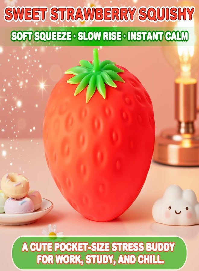 Dojavop Giant Strawberry Squishy Big Strawberry Squishies Fruit Stress Ball Toys Large Slow Rise Squeeze Huge Rebound Cute Rising Strawberries Model Simulation Fidget Toys Party Favor (Small 3.15in 1pcs) - Image 3