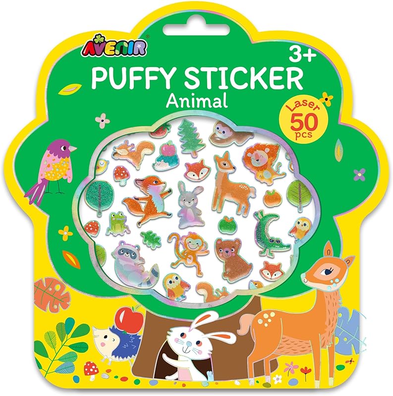Avenir - Puffy Sticker Animal Multicolor | activity for kids | Perfect work of art to keep for room decoration or to give as a gift | ages 3+