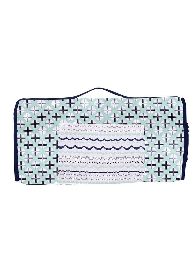 Bacati 100% Cotton Percale Soft Breathable Fabrics Nap Mat With Pillow For Toddler Boys Naptime Measures 50 X 20 X 1.5 Inches Ideal For Daycare And Preschool Sleepovers (Tribal Mintnavy) - Image 3