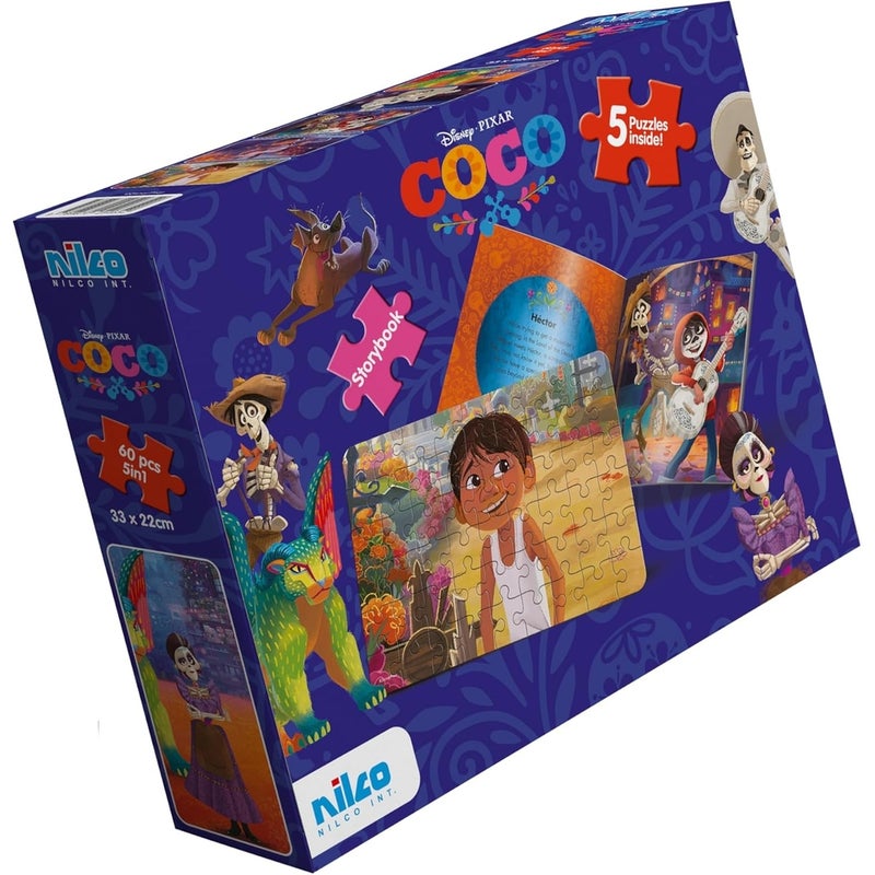 Nilco - Disney COCO Storybook with 5 Puzzles 60 Pieces - 22997