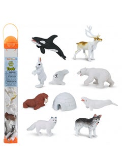 Safari Ltd Arctic TOOB With 10 Fun Figurines, Including A Harp Seal, Husky, Caribou, Arctic Rabbit, Killer Whale, Walrus, Arctic Fox, Beluga Whale, Igloo, And Polar Bear For Ages 3 and Up