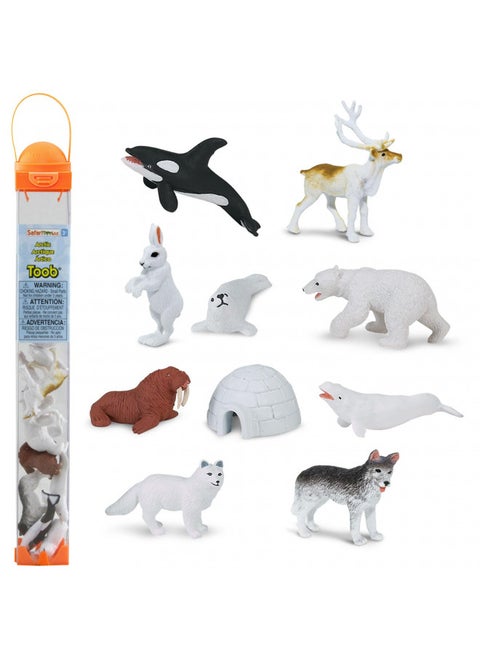 Safari Ltd Arctic TOOB With 10 Fun Figurines, Including A Harp Seal, Husky, Caribou, Arctic Rabbit, Killer Whale, Walrus, Arctic Fox, Beluga Whale, Igloo, And Polar Bear For Ages 3 and Up