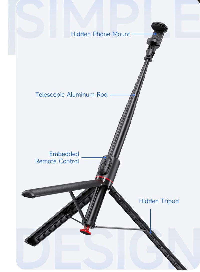 phomemo Auto-Open Tripod Stand, Extendable Selfie Stick with Magnetic Remote, 360° Rotating Stable Phone Holder for Video Recording (1.77M) - Image 4