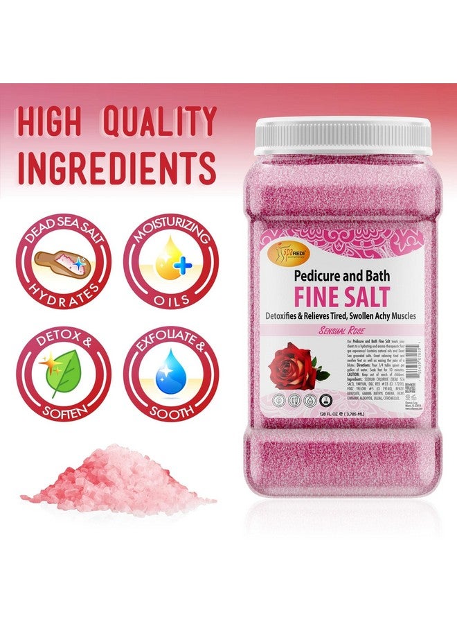 spa REDI نقع القدمين للتخلص من السموم وباديكير وملح ناعم برائحة الورد 128 أونصة مصنوع من أملاح البحر الأحمر وزيت الأركان وزيت جوز الهند والزيوت الأساسية يرطب وينعم ويرطب - Image 4