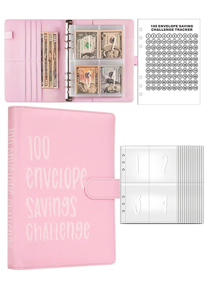 Generic Budget Binder 100-Day Envelope Savings Challenge A5 Binder Savings Book Cash Planning Handbook  - Image 1