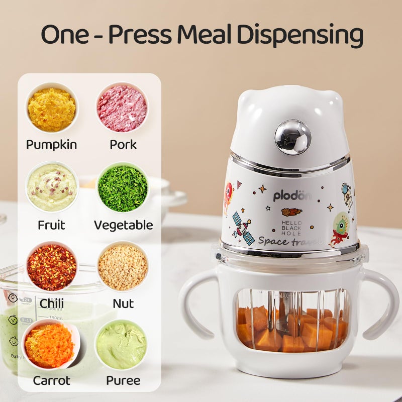 Plodon Baby blender food maker, PLODON 15-in-1 baby food processor set, suitable for vegetables, fruits and meat, compatible with stage-based recipes, separator, silicone spoon, scraper, (silver) - Image 5