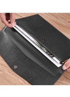 SYOSI File Folder, PU Leather A4 Document Holder File Organizer Filing Envelope Portfolio Case Tablet Sleeve with Magnetic Snap Closure for Home School Office Stationery Black and Brown  - Image 4