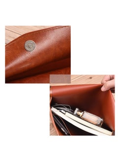 SYOSI File Folder, PU Leather A4 Document Holder File Organizer Filing Envelope Portfolio Case Tablet Sleeve with Magnetic Snap Closure for Home School Office Stationery Black and Brown  - Image 2