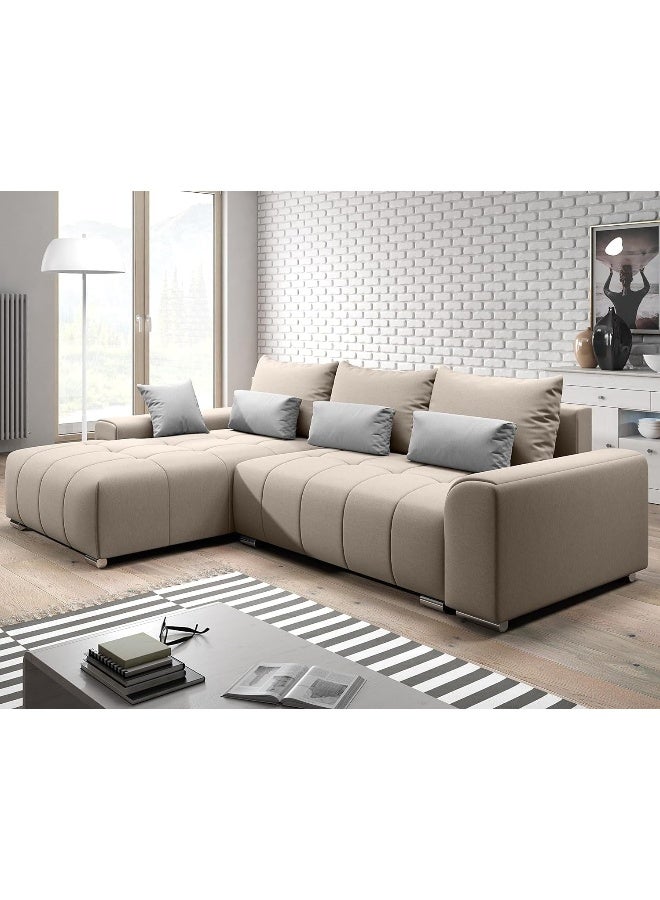 Comfynest Modern Living Corner Sectional Sofa Set Elevate Your Space with Comfort and Style (Beige, Right)  - Image 1