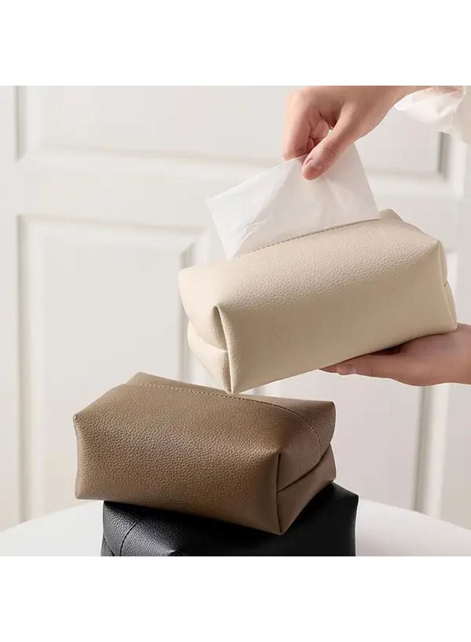 Modern Square Tissue Box Caramel Brown Space Saving Easy Clean Home Office Decor - Image 3