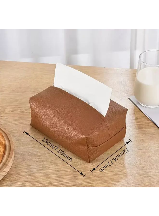 Modern Square Tissue Box Caramel Brown Space Saving Easy Clean Home Office Decor - Image 4