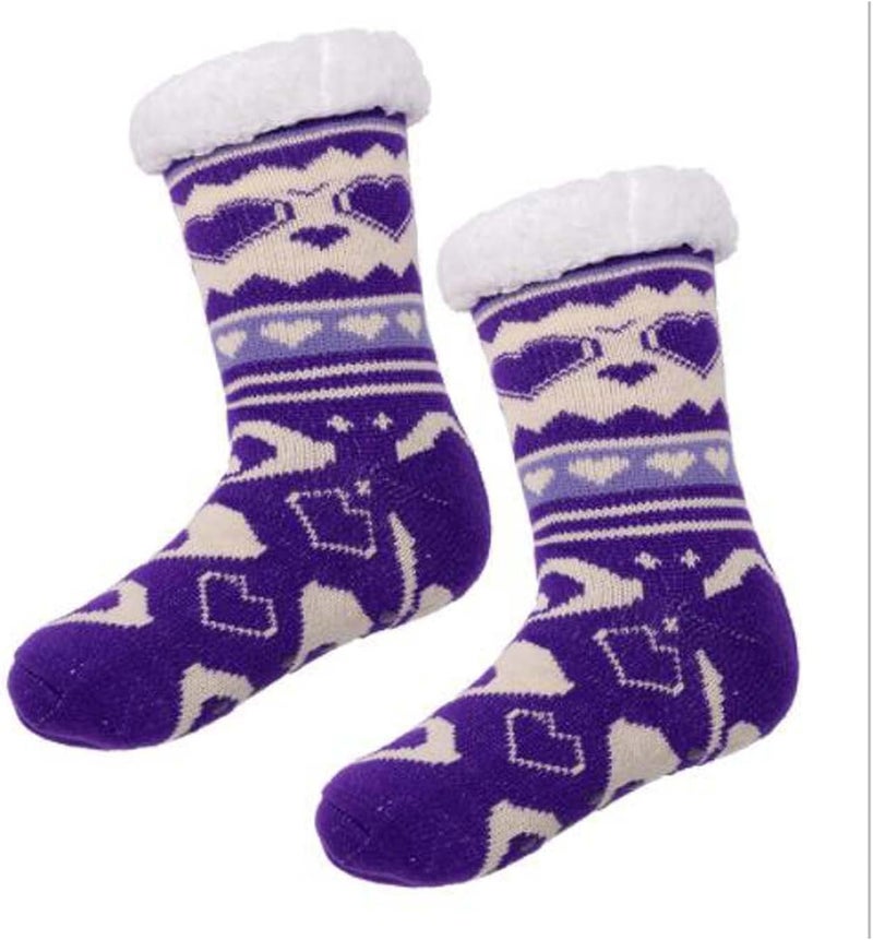 ويوبلز جوارب صوفية ناعمة ودافئة للغاية، جوارب نسائية مبطنة بالفرو، جوارب منزلية ناعمة ودافئة للغاية (بنفسجي) - Image 1