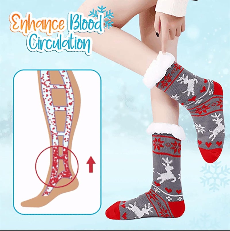 ويوبلز جوارب صوفية ناعمة ودافئة للغاية، جوارب نسائية مبطنة بالفرو، جوارب منزلية ناعمة ودافئة للغاية (بنفسجي) - Image 5