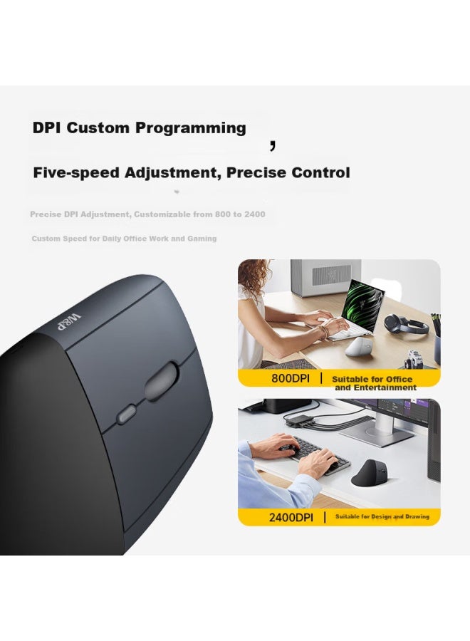 WP W&P Vert Ergonomic Mouse Vertical Grip Relieves Fatigue Wireless Bluetooth Three Modes Silent Suitable For Desktop Laptop Business Office Wp - Image 2