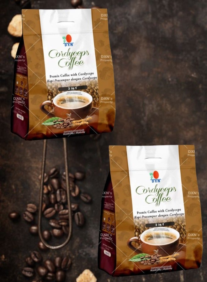 DXN 2 Pieces Cordyceps Coffee 3 in 1 20 sachets x 30gram  - Image 1