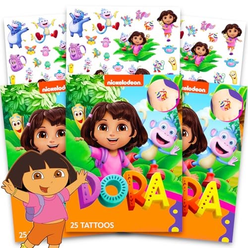 Dora the Explorer Temporary Tattoos Set ~ 75 Dora Tattoos Party Favors for Kids Girls Boys - Image 1