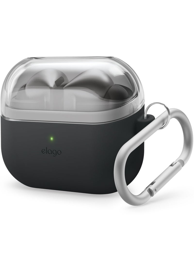 Elago Duo Hang for Samsung Galaxy Buds 3 Pro Case and Galaxy Buds3 Case Cover with Carabiner - Clear | Black - Image 1
