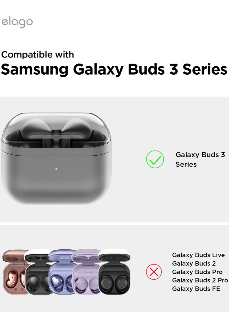 Elago Duo Hang for Samsung Galaxy Buds 3 Pro Case and Galaxy Buds3 Case Cover with Carabiner - Clear | Black - Image 2